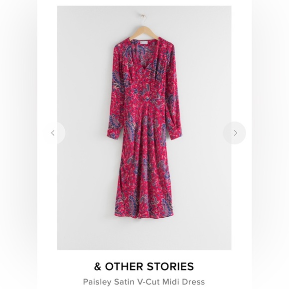 & Other Stories Pink Paisley Long Midi Dress Size 12 - Picture 6 of 11